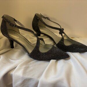 Bandelino NEW Zeffer Pewter Silver Metallic Glitter Kitten Heel 11M